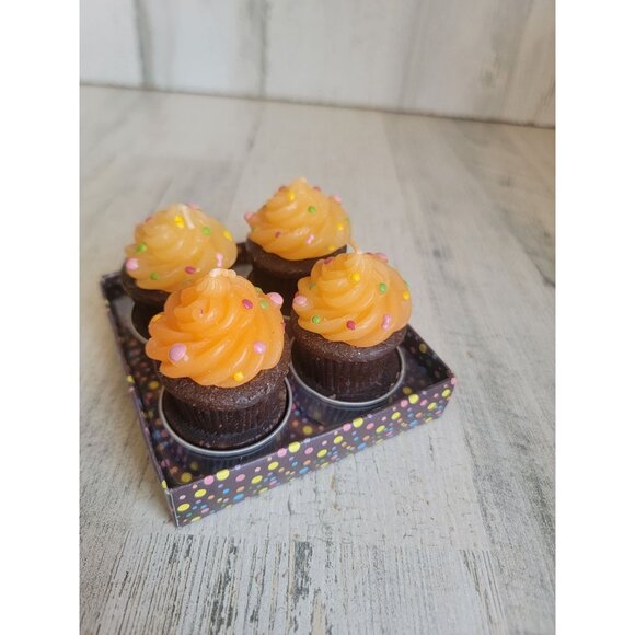 Orange icing cupcake bakery candle set Home decor - Picture 4 of 7